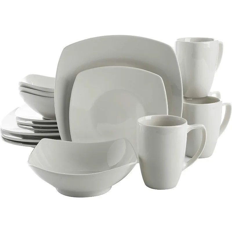 Buffet Porcelain Chip and Scratch Resistant Dinnerware Set, Service for 4 (16pcs), Dinnerware Set  ,Dishes and Plates Sets